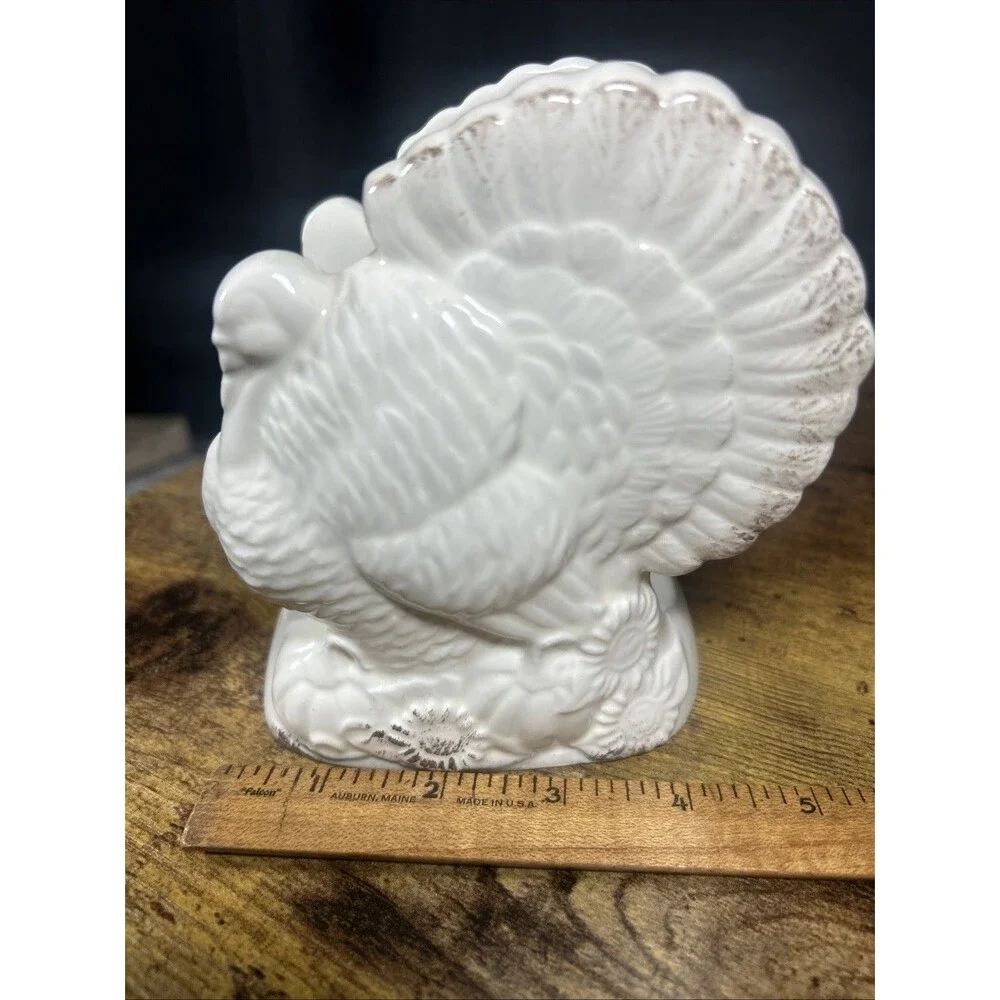 Turkey Shaped Napkin Holder Sandra Lee Ivory Rustic Thanksgiving Vintage Kmart